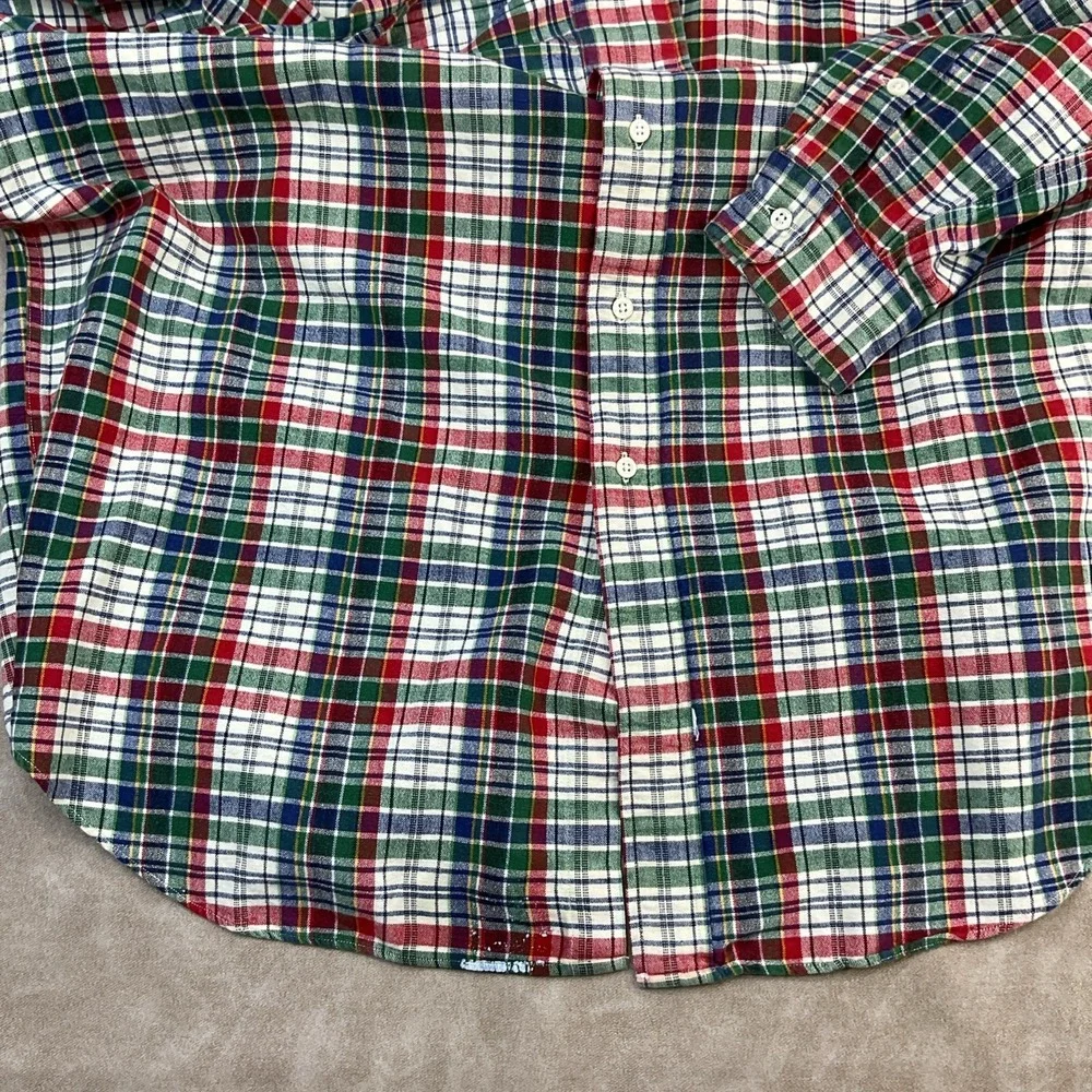 Vintage Ralph Lauren Shirt Men Sz XL The Big Shirt 90s Flannel Plaid Long Sleeve
